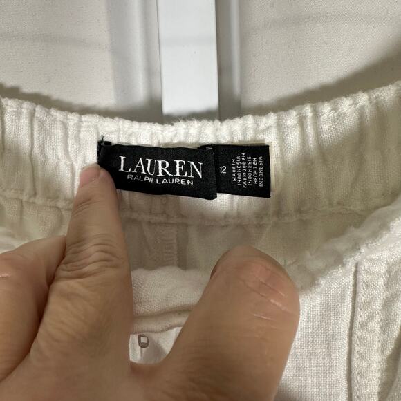 Lauren‎ Ralph Lauren White Linen Cargo Jogger Pants NWT Sz 12 Preppy Coastal - Picture 3 of 13